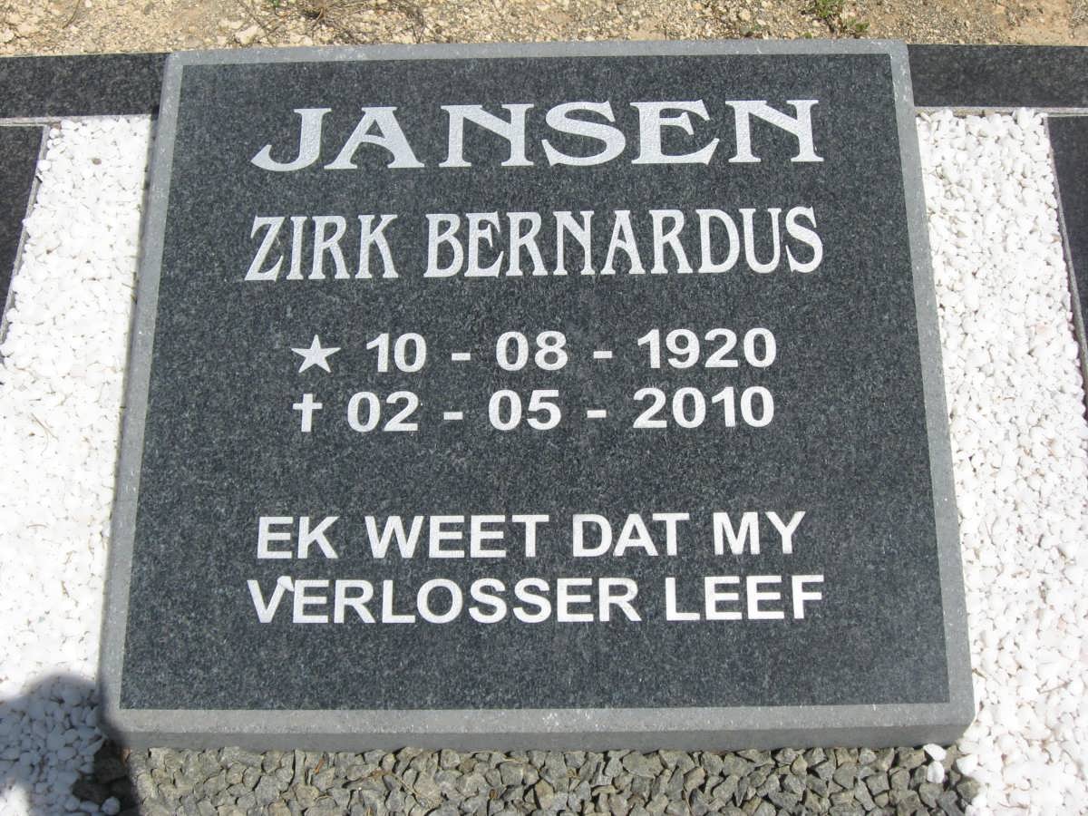 JANSEN Zirk Bernardus 1920-2010