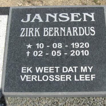 JANSEN Zirk Bernardus 1920-2010