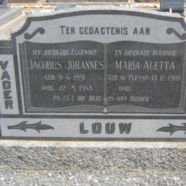 LOUW Jacobus Johannes 1891-1963 &amp; Maria Aletta DU PLESSIS 1905-