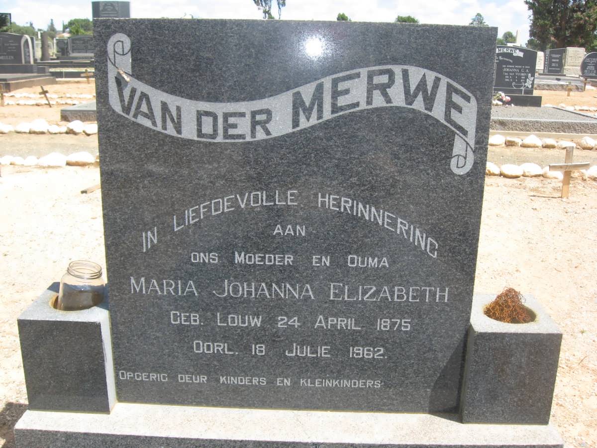 MERWE Maria Johanna Elizabeth, van der nee LOUW 1875-1962
