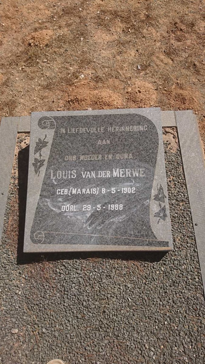 MERWE Louis, van der nee MARAIS 1902-1988