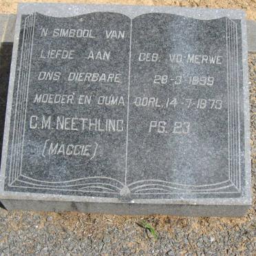 NEETHLING C.M. nee V.D. MERWE 1899-1973