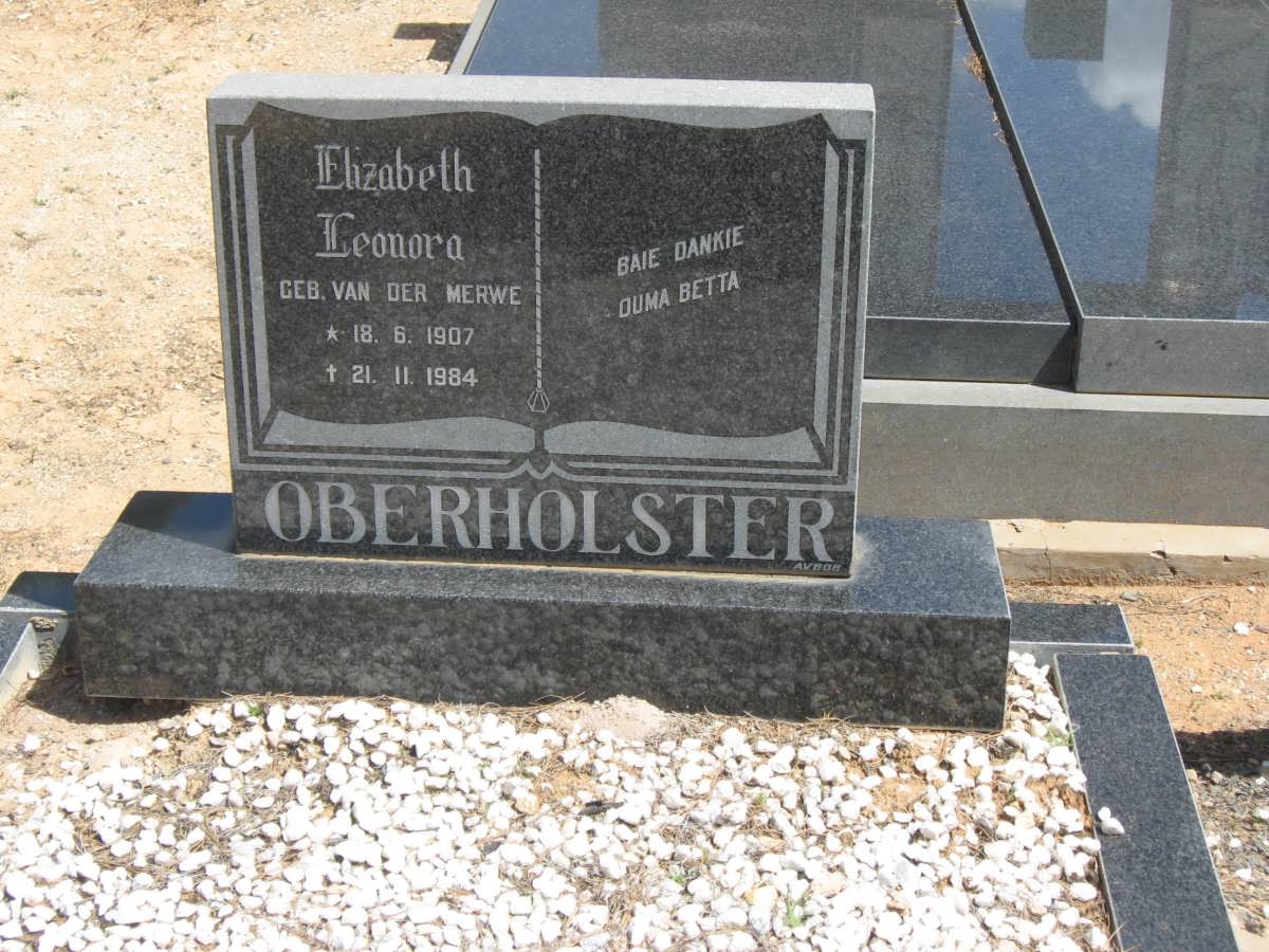 OBERHOLSTER Elizabeth Leonora nee VAN DER MERWE 1907-1984