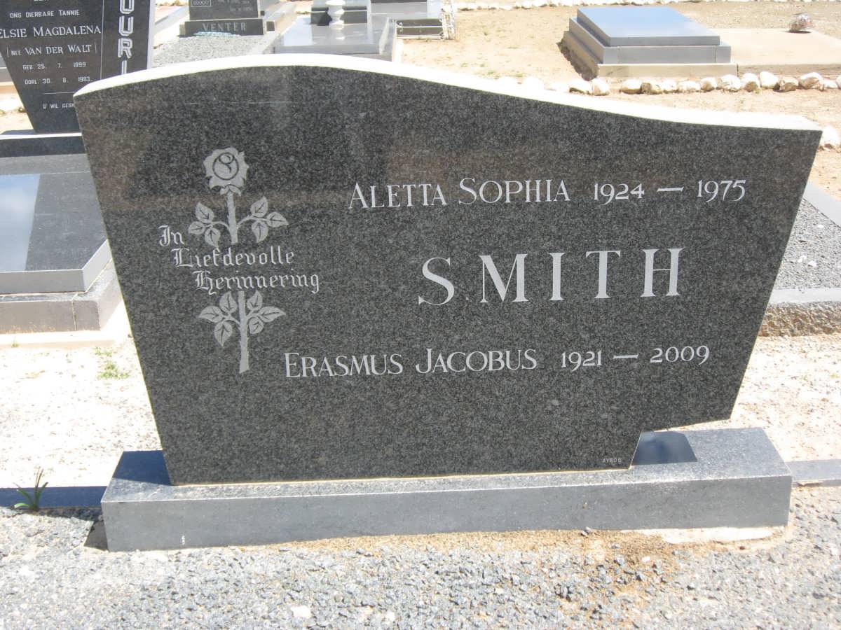 SMITH Erasmus Jacobus 1921-2009 &amp; Aletta Sophia 1924-1975