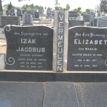 VERMEULEN Izak Jacobus 1918-1977 &amp; Elizabeth MARAIS 1917-1997