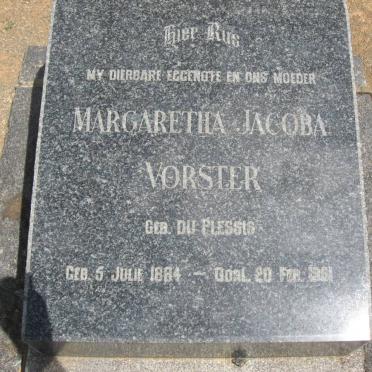 VORSTER Margaretha Jacoba nee DU PLESSIS 1884-1951
