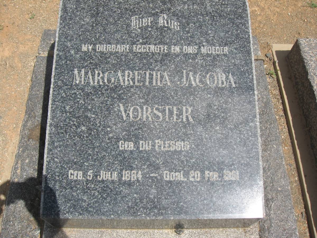 VORSTER Margaretha Jacoba nee DU PLESSIS 1884-1951