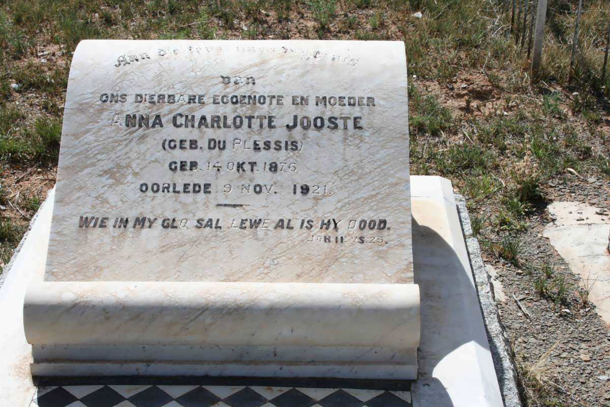 JOOSTE Anna Charlotte nee DU PLESSIS 1876-1921