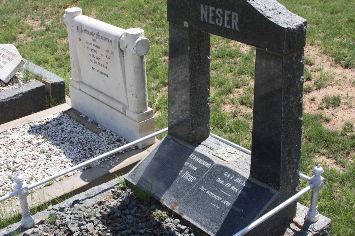 NESER Johannes de Beer 1890-1941 &amp; Rensie Adriana 1893-1938