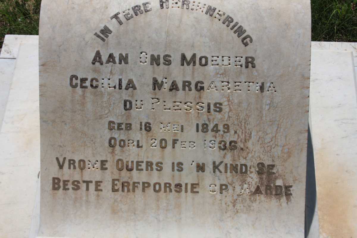 PLESSIS Cecilia Margaretha, du 1849-1936