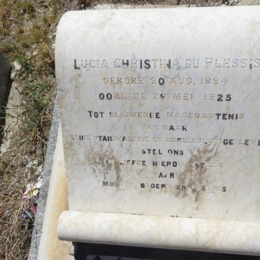 PLESSIS Lucia Christina, du 1884-1925