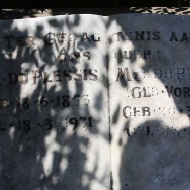 PLESSIS J.L., du 1853-1931 &amp; M.J. VORSTER 1856-1932