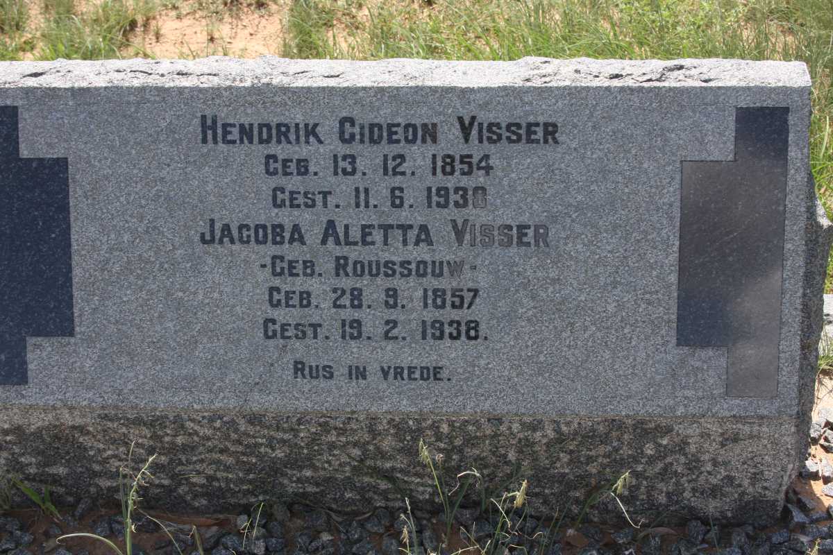 VISSER Hendrik Gideon 1854-1930 &amp; Jacoba Aletta ROUSSOUW 1857-1938