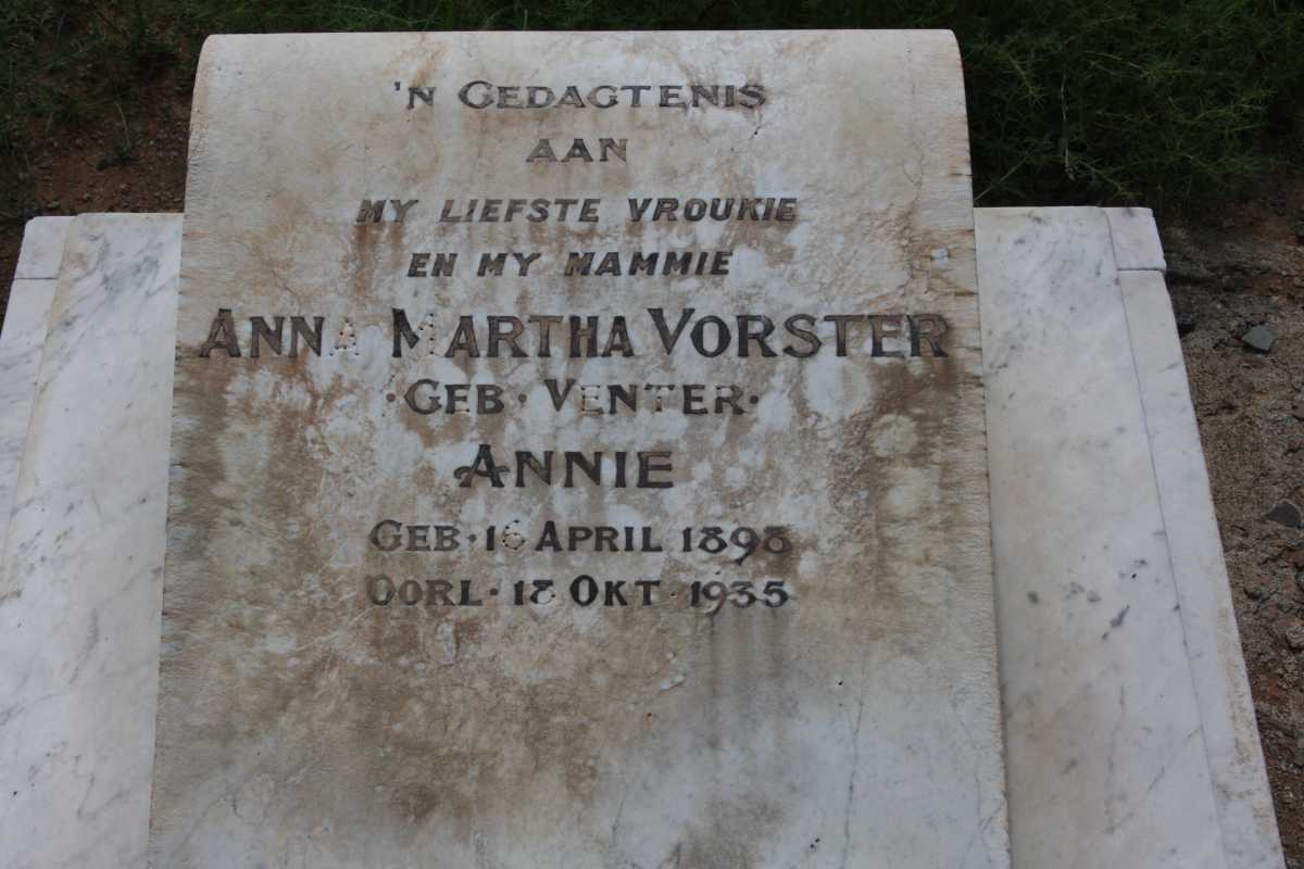 VORSTER Anna Martha nee VENTER 1898-1935