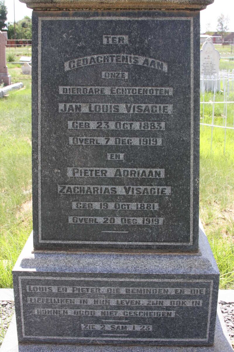 VISAGIE Pieter Adriaan Zacharias 1881-1919 :: VISAGIE Jan Louis 1883-1919