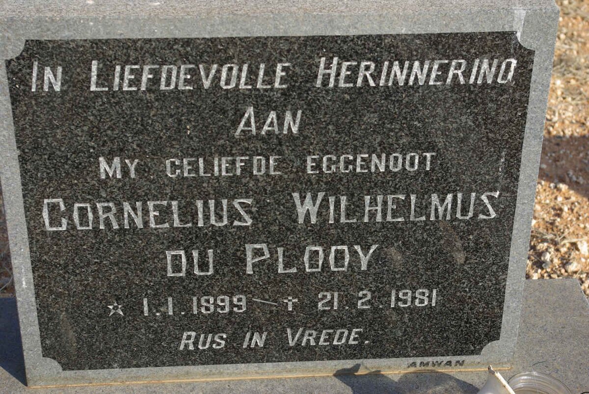PLOOY Cornelius Wilhelmus, du 1899-1981