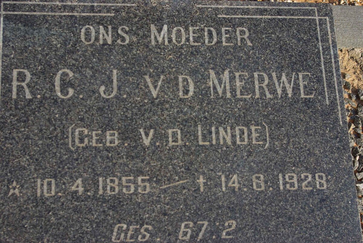 MERWE R.C.J., v.d. nee V.D. LINDE 1855-1928
