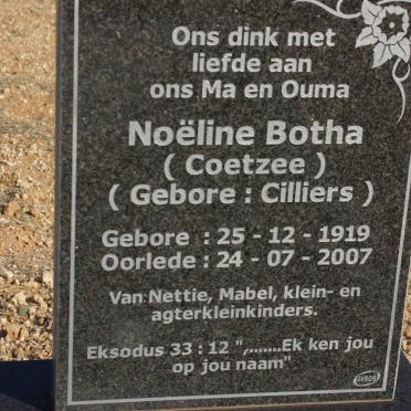 BOTHA Noëline formerly COETZEE nee CILLIERS 1919-2007