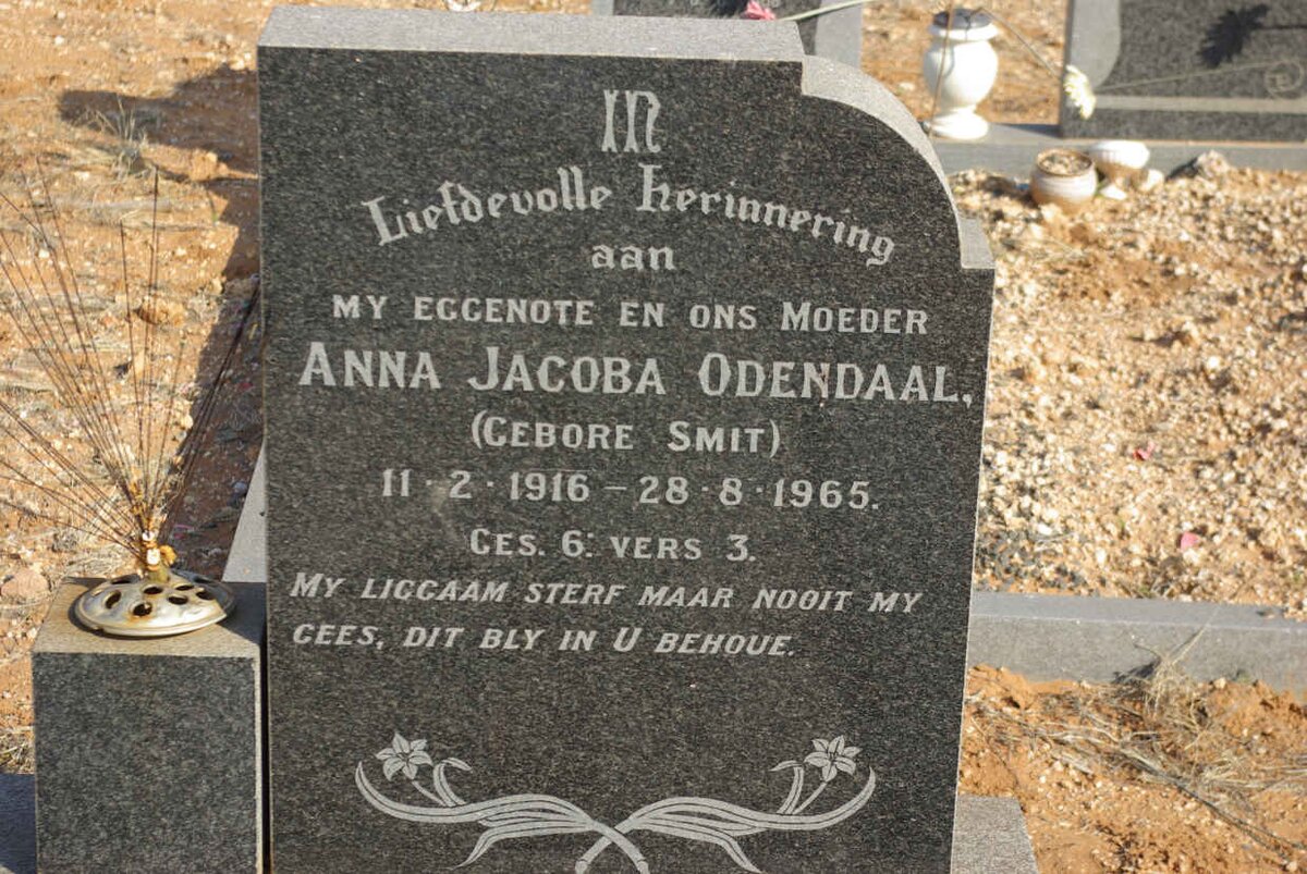ODENDAAL Anna Jacoba nee SMIT 1916-1965
