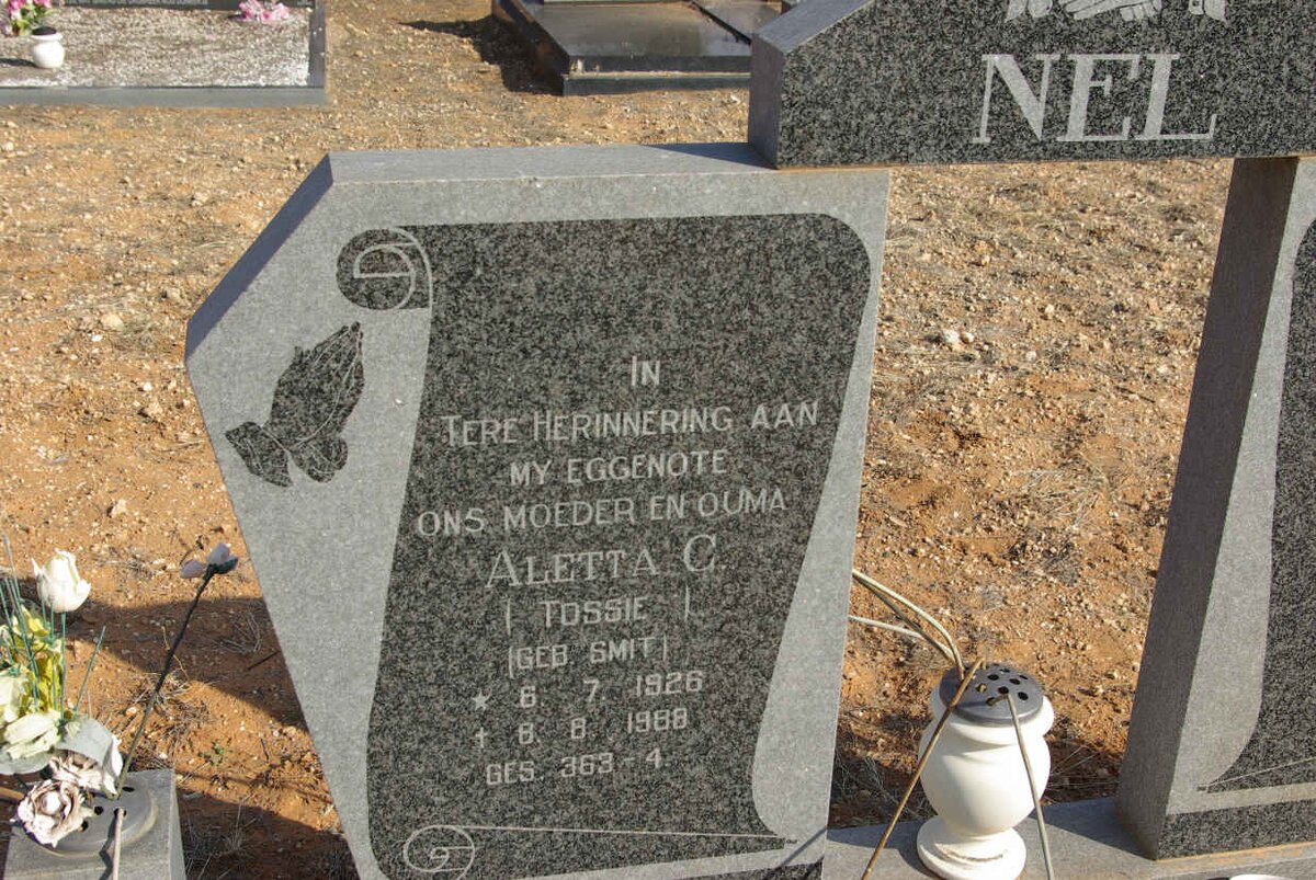 NEL Aletta G. nee SMIT 1926-1988