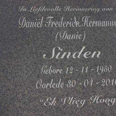 SINDEN Daniël Frederick Hermanus 1950-2010