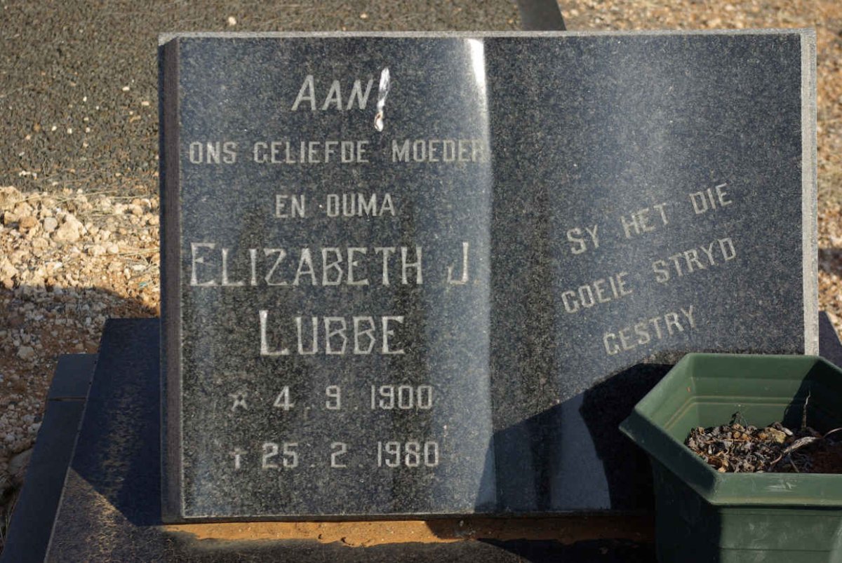 LUBBE Elizabeth J. 1900-1980