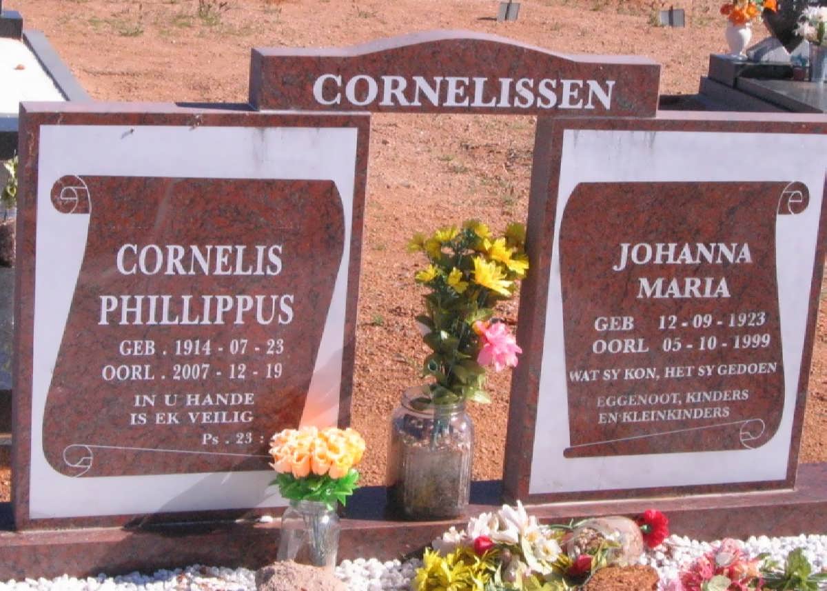 CORNELISSEN Cornelis Phillippus 1914-2007 &amp; Johanna Maria 1923-1999