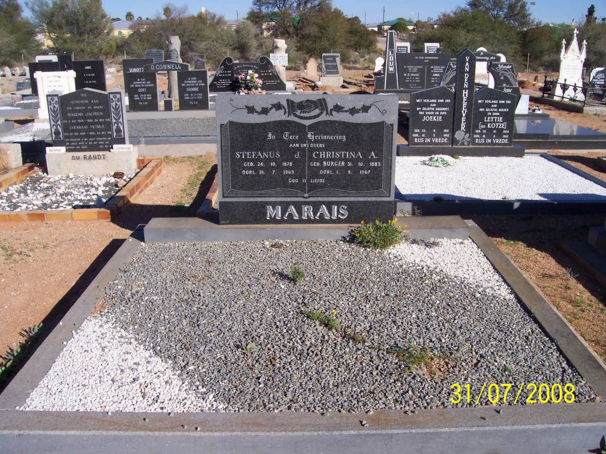 MARAIS Stefanus J. 1878-1969 &amp;  Christina A. BURGER 1883-1967