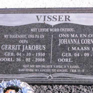 VISSER Gerrit Jakobus 1950-2008 &amp; Johanna Cornelia MAASS 1949-