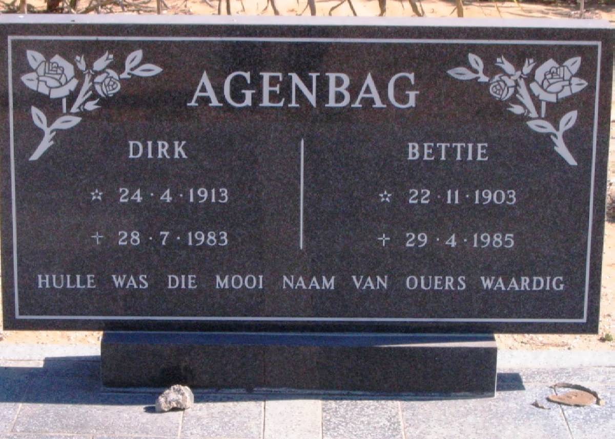 AGENBAG Dirk 1913-1983 &amp; Bettie 1903-1985
