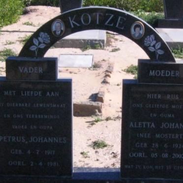 KOTZE Petrus Johannes 1917-1981 &amp; Aletta Johanna MOSTERT 1924-2002