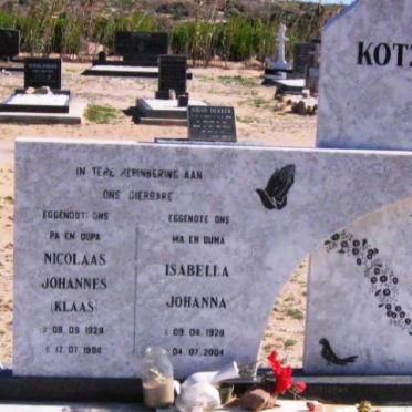 KOTZE Nicolaas Johannes 1928-1994 &amp; Isabella Johanna 1929-2004