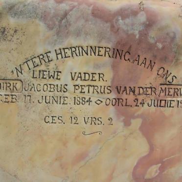 MERWE Dirk Jacobus Petrus, van der 1884-1938