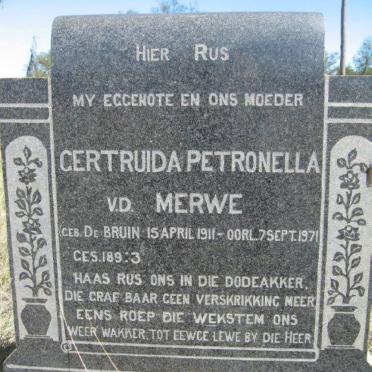 MERWE Gertruida Petronella, v.d. nee DE BRUIN 1911-1971