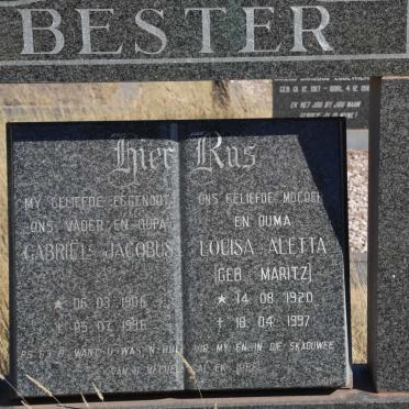 BESTER Gabriel Jacobus 1906-1996 &amp; Louisa Aletta MARITZ 1920-1997