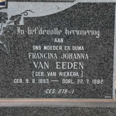 EEDEN Francina Johanna, van nee VAN NIEKERK 1893-1982