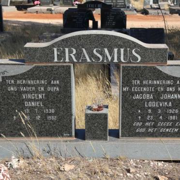 ERASMUS Vincent Daniel 1930-1982 &amp; Jacoba Johanna Lodevika 1926-1981