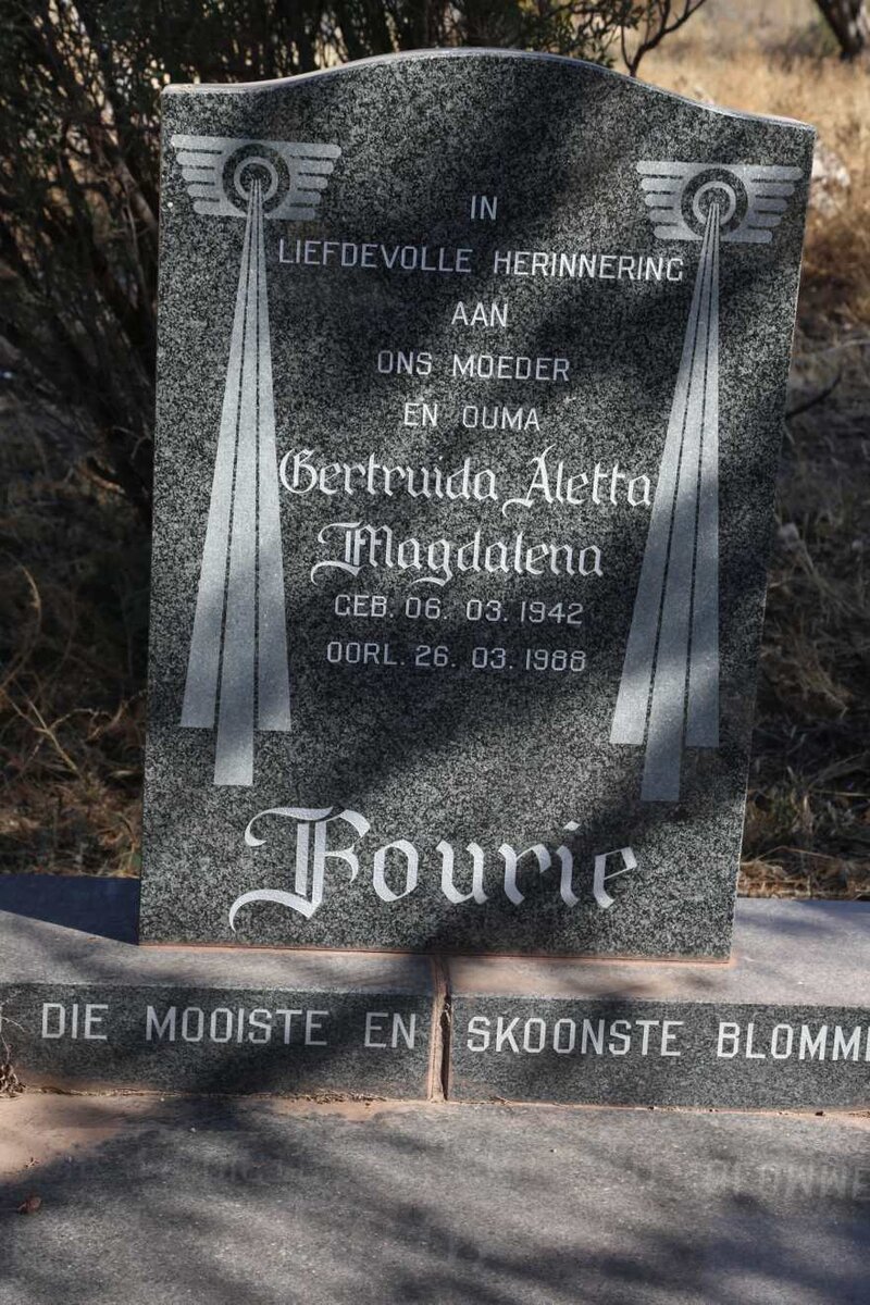 FOURIE Getruida Aletta Magdalena nee FOURIE 1942-1988