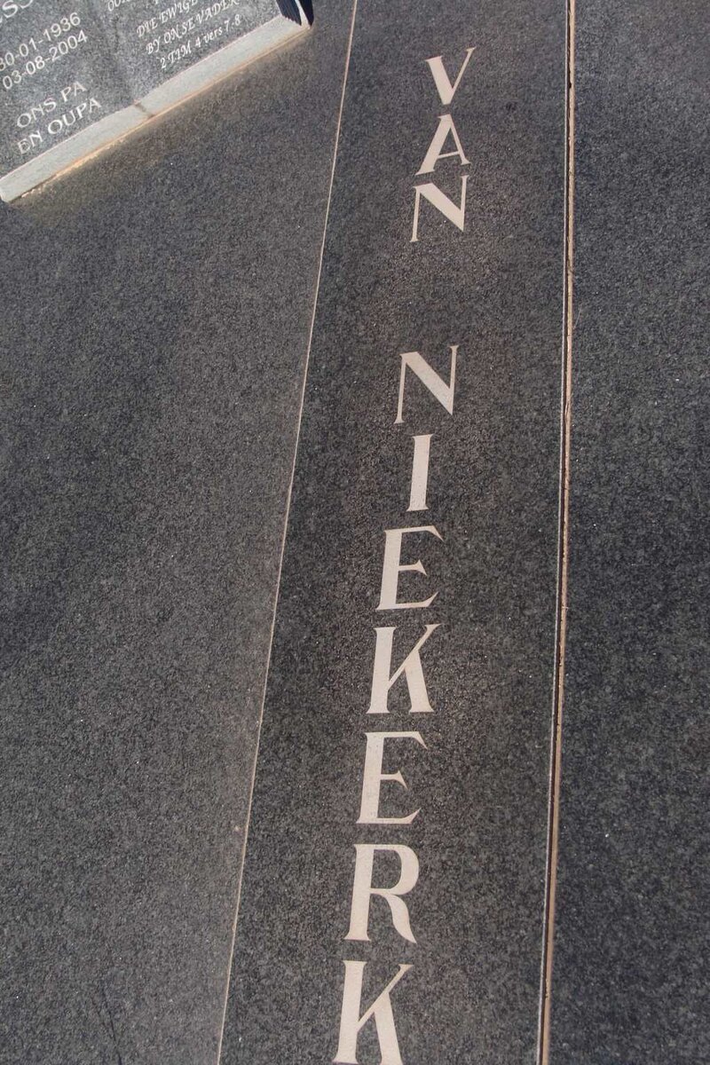 NIEKERK Jacobus Wessel, van 1936-2004 &amp; Rensia Magrietha BESTER 1940-