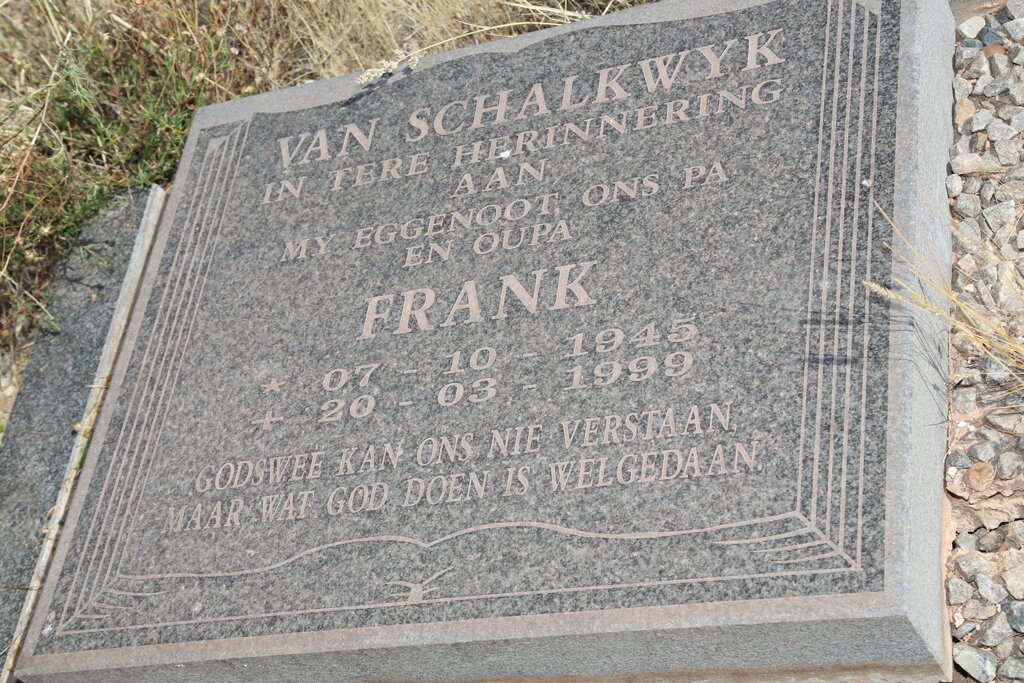 SCHALKWYK Frank, van 1945-1999