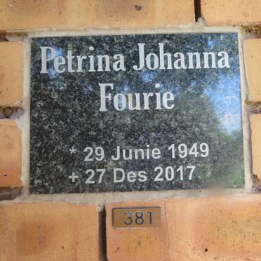FOURIE Petrina Johanna 1949-2017