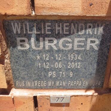 BURGER Willie Hendrik 1934-2012