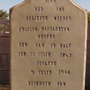BESTER Cecilia Margaretha neé VAN DER WALT 1867-1934