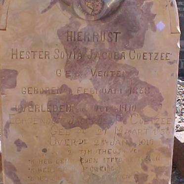 COETZEE Jacobus P. 1836-1917 &amp; Hester Sovia Jacoba VENTER 1838-1910