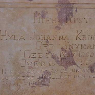 KRUGER Hyla Johanna neé SNYMAN 1890-1918