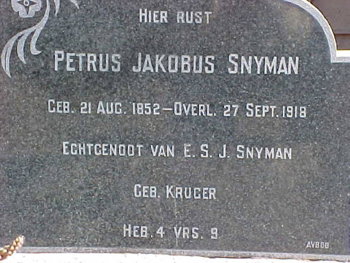 SNYMAN Petrus Jakobus 1852-1918
