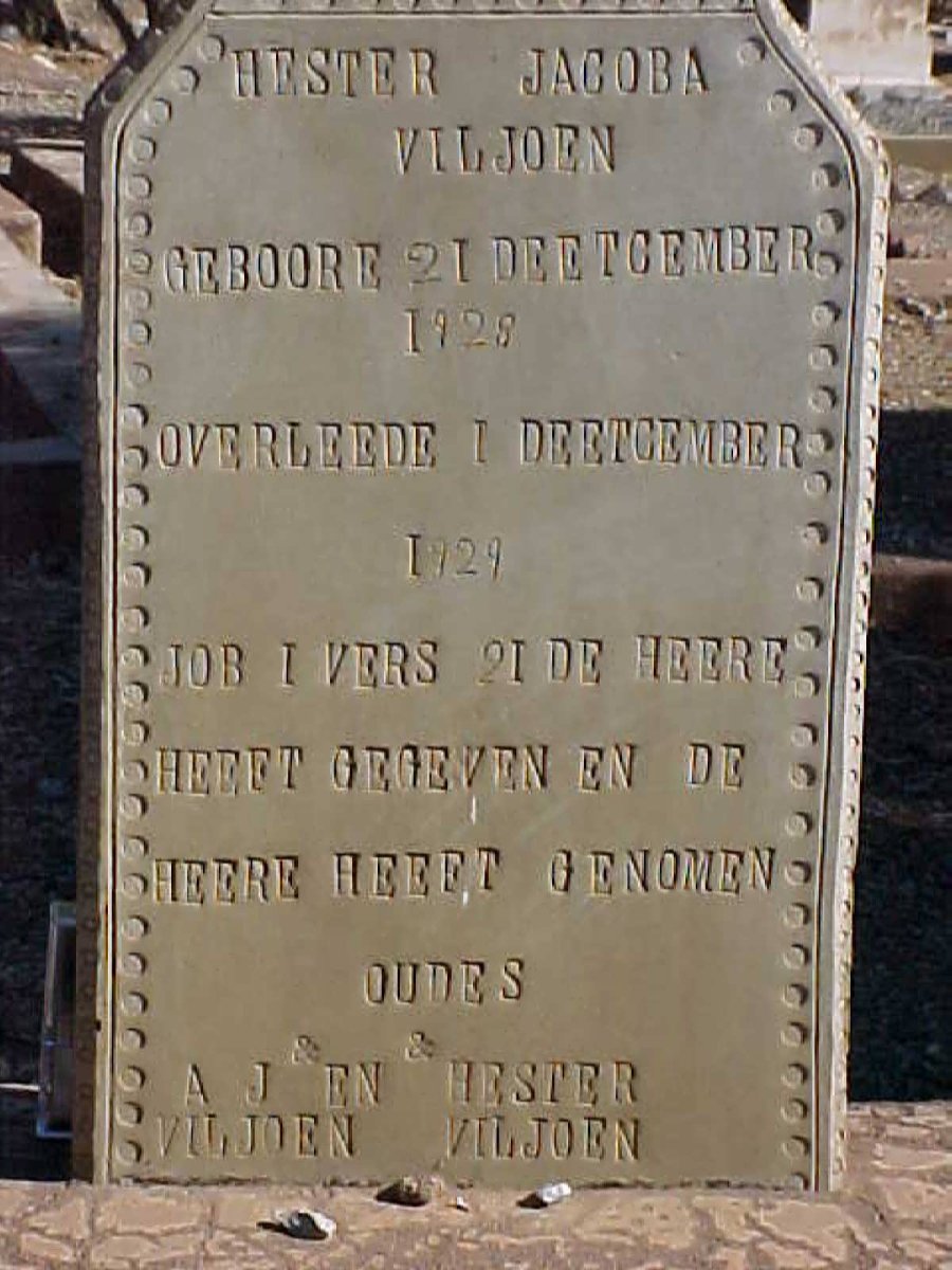 VILJOEN  Hester Jacoba 1928-1929