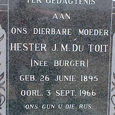TOIT Hester J.M., du nee BURGER 1895-1966