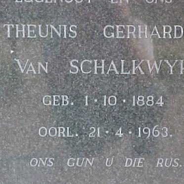 SCHALKWYK Theunis Gerhardus, van 1884-1963