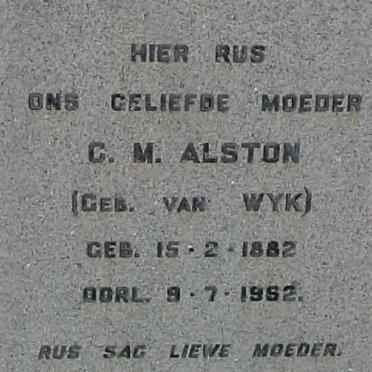 ALSTON C.M. nee VAN WYK 1882-1962 